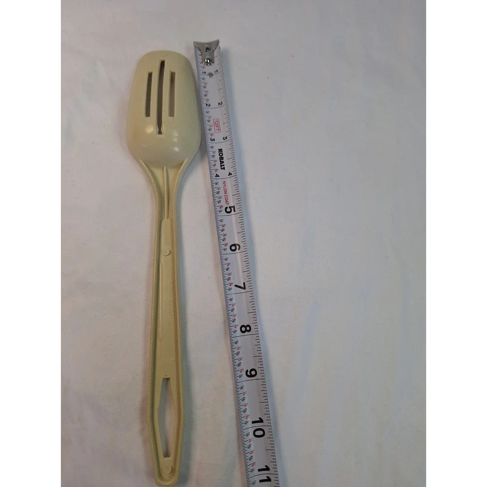 Vintage King Kraft Slotted Serving Spoon Tan Melamine Plastic Kitchen Utensil
